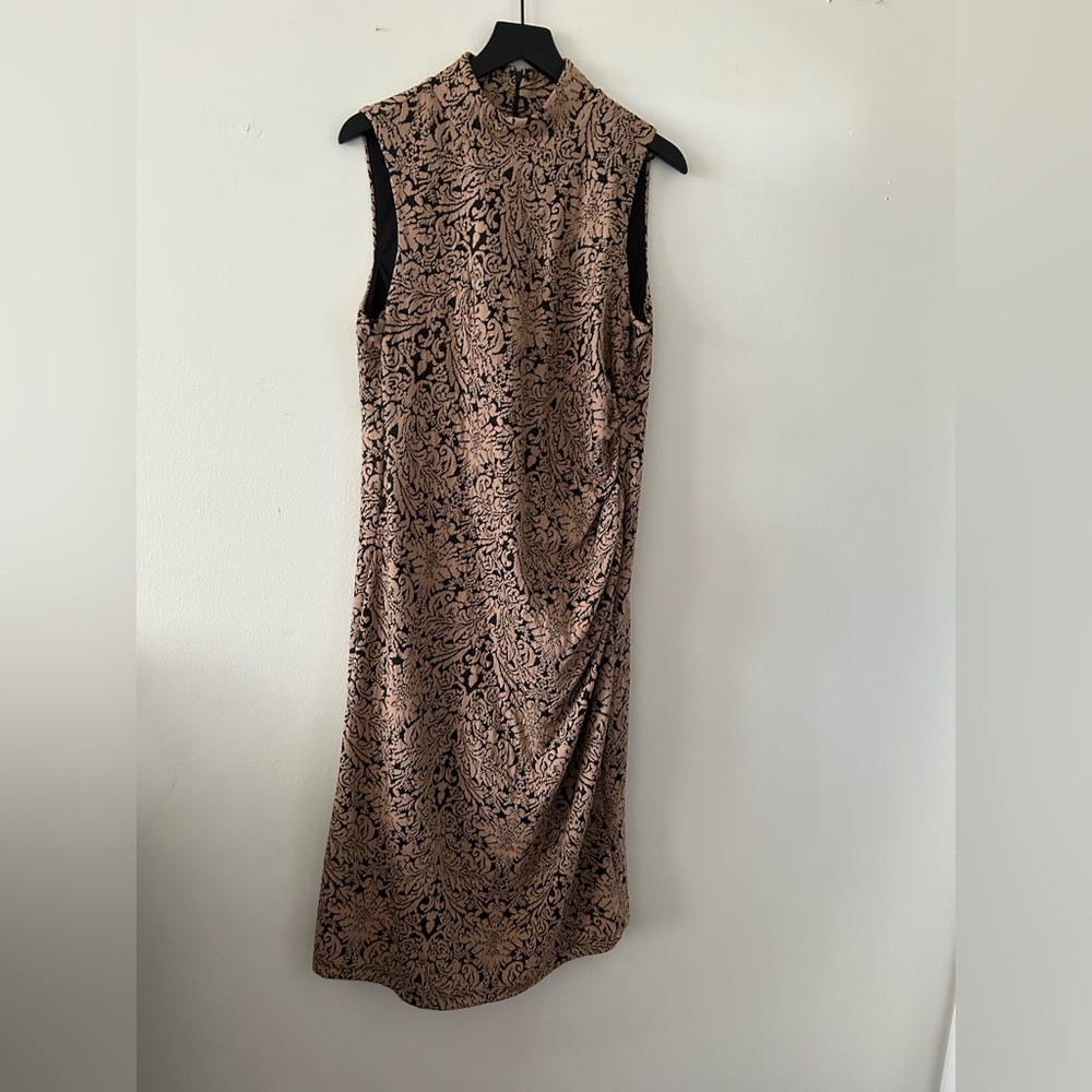 Brown Sequin Sheath Midi Dress for Cocktail